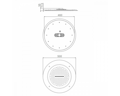 Лейка верхняя потолочная Raglo R452.04.09 для душа ∅500мм 2 режима круглая нержавеющая сталь, графит