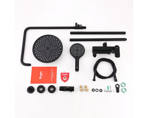 Душевая система Raglo R03.24.06 для ванны и душа излив поворотный 15 см, черный