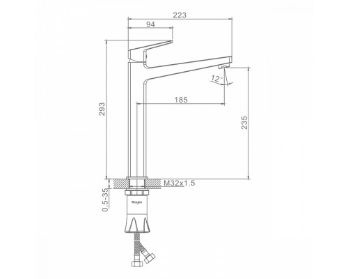 Смеситель Raglo R30.15 для раковины высокий монолитный, хром