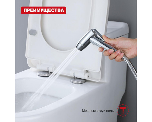 Комплект для гигиенического душа Raglo R460.50 лейка 2 режима, шланг 1,2 м сталь, хром