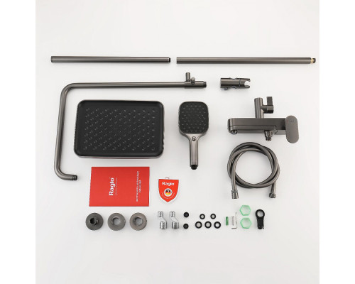 Душевая система Raglo R50.24.09 для ванны и душа излив поворотный 15 см, графит