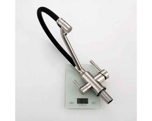 Смеситель Raglo R81.62.05 для кухни с подключением к фильтру съёмный гибкий излив с магнитным фиксатором, сатин