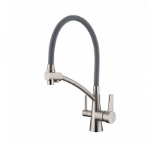 Смеситель Raglo R80.621.05 для кухни с подключением к фильтру съёмный гибкий излив, сатин