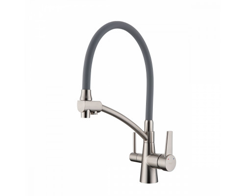 Смеситель Raglo R80.621.05 для кухни с подключением к фильтру съёмный гибкий излив, сатин
