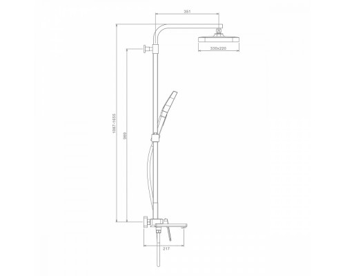 Душевая система Raglo R51.24.09 для ванны и душа излив поворотный 15 см, графит