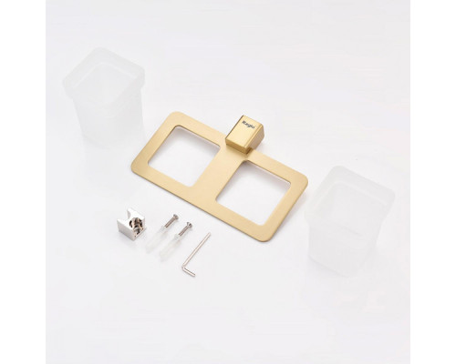 Стакан для зубных щеток с держателем Raglo R301.08.03 двойной,сатин золотой