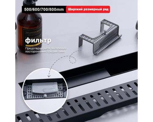 Душевой трап Raglo R650.60.06 600мм, нержавеющая сталь, черный