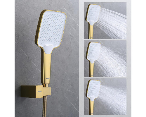 Смеситель Raglo R01.30.03 для ванны и душа настенный излив поворотный 15 см, сатин золотой