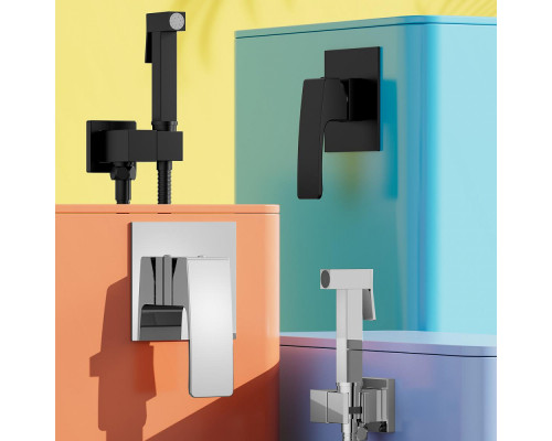 Смеситель Raglo R01.53.06 с гигиеническим душем встраиваемый , черный