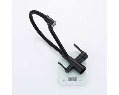 Смеситель Raglo R80.62.06 для кухни с подключением к фильтру съёмный гибкий излив с магнитным фиксатором, черный