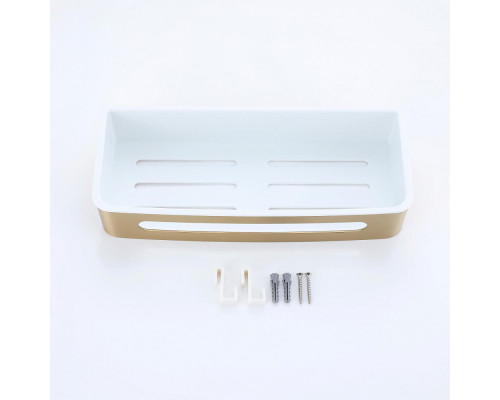 Полка для ванны и душа Raglo R340.02.03 прямая с крючками,сатин золотой