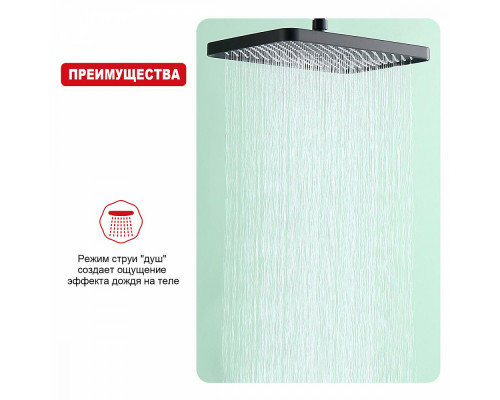 Лейка душевая верхняя Raglo R451.52.06 тропический душ 340*220мм пластик/силикон, черный