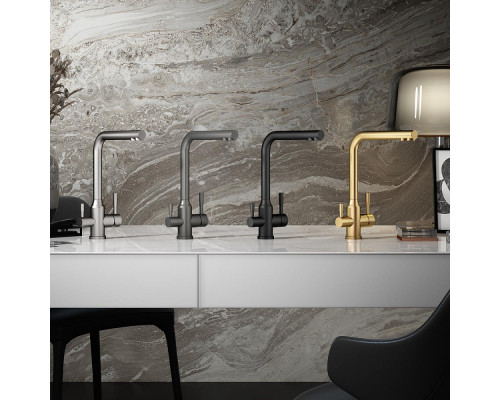 Смеситель Raglo R81.61.03 для кухни с подключением к фильтру излив поворотный, сатин золотой