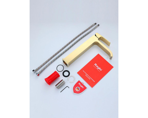 Смеситель Raglo R02.15.23 для раковины высокий монолитный, золото