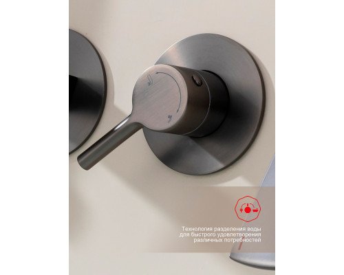 Смеситель Raglo R07.32.09 для ванны и душа встраиваемый излив монолитный 20 см, графит