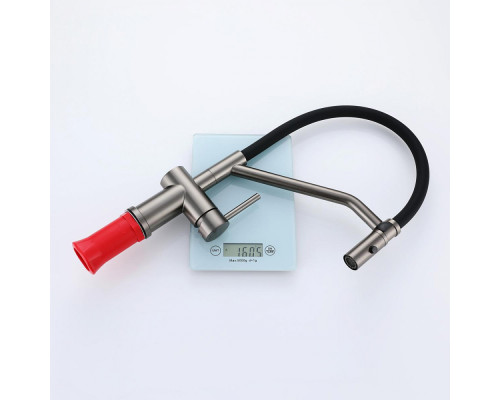 Смеситель Raglo R86.41.09 для кухни съёмный гибкий излив с магнитным фиксатором, графит