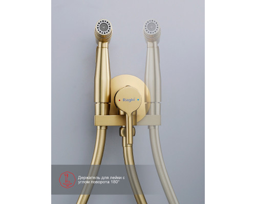 Смеситель Raglo R20.54.03 с гигиеническим душем встраиваемый , сатин золотой