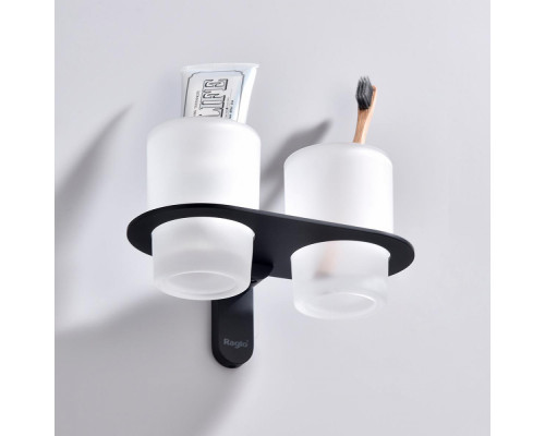 Стакан для зубных щеток с держателем Raglo R300.08.06 двойной,черный