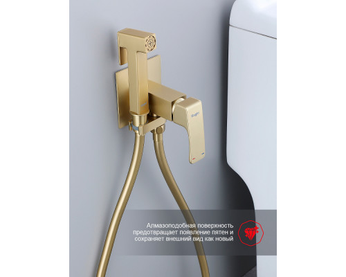 Смеситель Raglo R02.54.03 с гигиеническим душем встраиваемый , сатин золотой