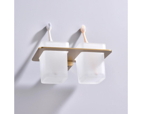 Стакан для зубных щеток с держателем Raglo R301.08.03 двойной,сатин золотой