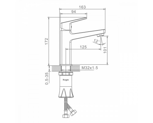 Смеситель Raglo R30.10 для раковины монолитный, хром