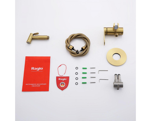 Смеситель Raglo R10.52.03 с гигиеническим душем встраиваемый , сатин золотой