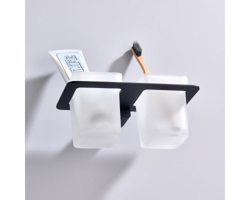 Стакан для зубных щеток с держателем Raglo R301.08.06 двойной,черный