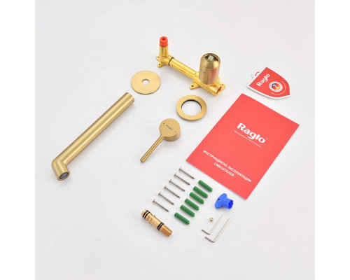 Смеситель Raglo R20.11.03 для раковины встраиваемый монолитный, сатин золотой