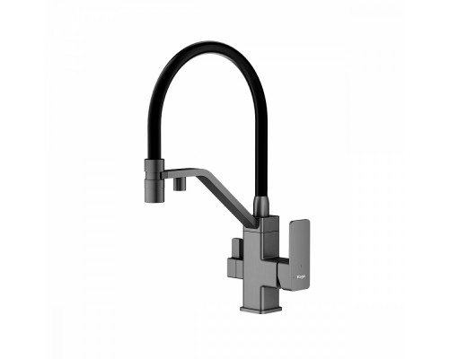 Смеситель Raglo R85.62.09 для кухни с подключением к фильтру съёмный гибкий излив с магнитным фиксатором, графит