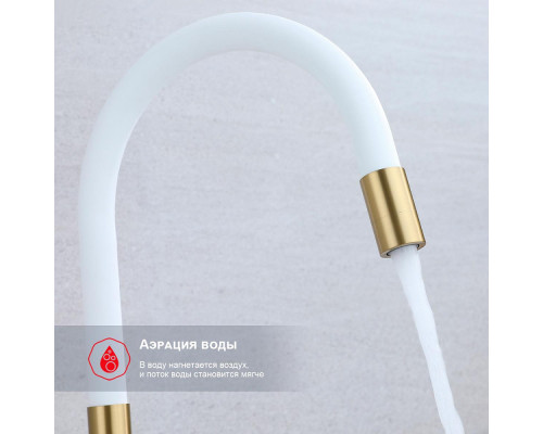 Смеситель Raglo R81.64.03 для кухни с подключением к фильтру излив гибкий поворотный, сатин золотой