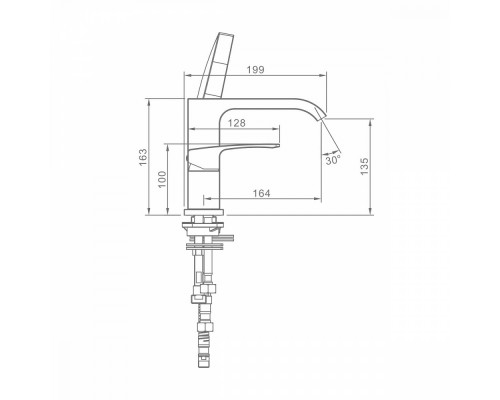 Смеситель Raglo R02.31.09 на борт ванны врезной монолитный, графит
