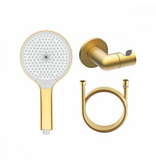 Комплект с лейкой Raglo R476.43.03 для душа душевая лейка 3 режима, шланг 1,5м, держатель лейки латунь, сатинзолотой