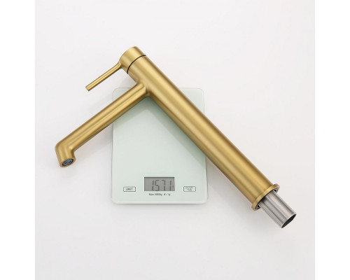 Смеситель Raglo R20.15.03 для раковины высокий монолитный, сатин золотой