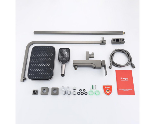 Душевая система Raglo R02.24.09 для ванны и душа излив поворотный 20 см, графит