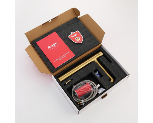 Смеситель Raglo R20.15.03 для раковины высокий монолитный, сатин золотой