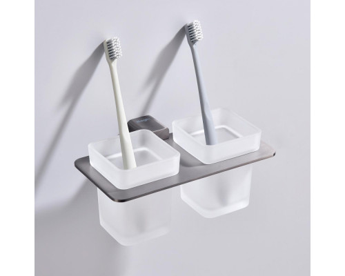 Стакан для зубных щеток с держателем Raglo R301.08.09 двойной,графит