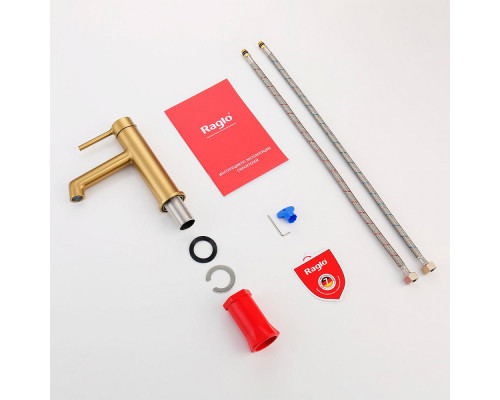 Смеситель Raglo R20.10.03 для раковины монолитный, сатин золотой