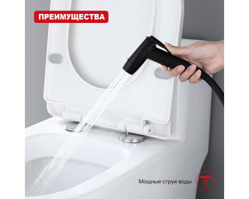 Комплект для гигиенического душа Raglo R460.50.06 лейка 2 режима, шланг 1,2 м сталь, черный