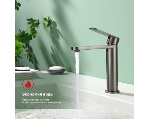 Смеситель Raglo R10.10.09 для раковины монолитный, графит