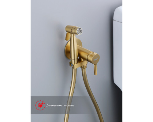 Смеситель Raglo R20.54.03 с гигиеническим душем встраиваемый , сатин золотой