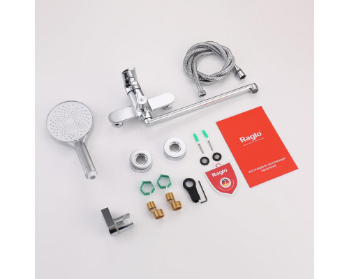 Смеситель Raglo R03.22 для ванны и душа универсальный поворотный излив 30 см, хром
