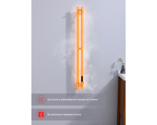 Полотенцесушитель электрический RAGLO R350.11.03 настенный сенсорный узкий с терморегулятором , сатин золотой