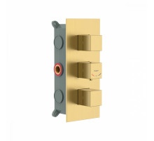 Смеситель Raglo R02.263.03 для ванны и душа встраиваемый с термостатом на 3 режима, сатин золотой