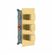 Смеситель Raglo R02.263.03 для ванны и душа встраиваемый с термостатом на 3 режима, сатин золотой