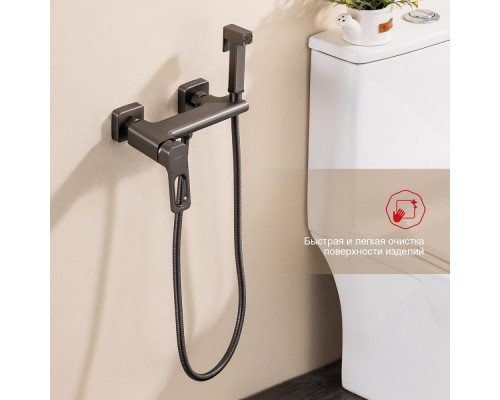 Смеситель Raglo R51.51.09 с гигиеническим душем настенный , графит