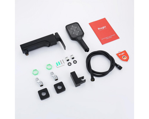 Смеситель Raglo R02.30.06 для ванны и душа настенный излив поворотный 15 см, черный