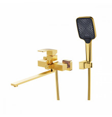 Смеситель Raglo R01.22.03 для ванны и душа универсальный поворотный излив 35 см, сатин золотой