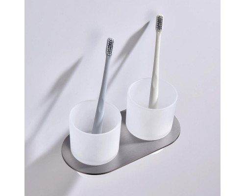 Стакан для зубных щеток с держателем Raglo R300.08.09 двойной,графит