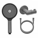 Комплект с лейкой Raglo R476.43.09 для душа душевая лейка 3 режима, шланг 1,5м, держатель лейки латунь, графит