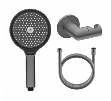 Комплект с лейкой Raglo R476.43.09 для душа душевая лейка 3 режима, шланг 1,5м, держатель лейки латунь, графит